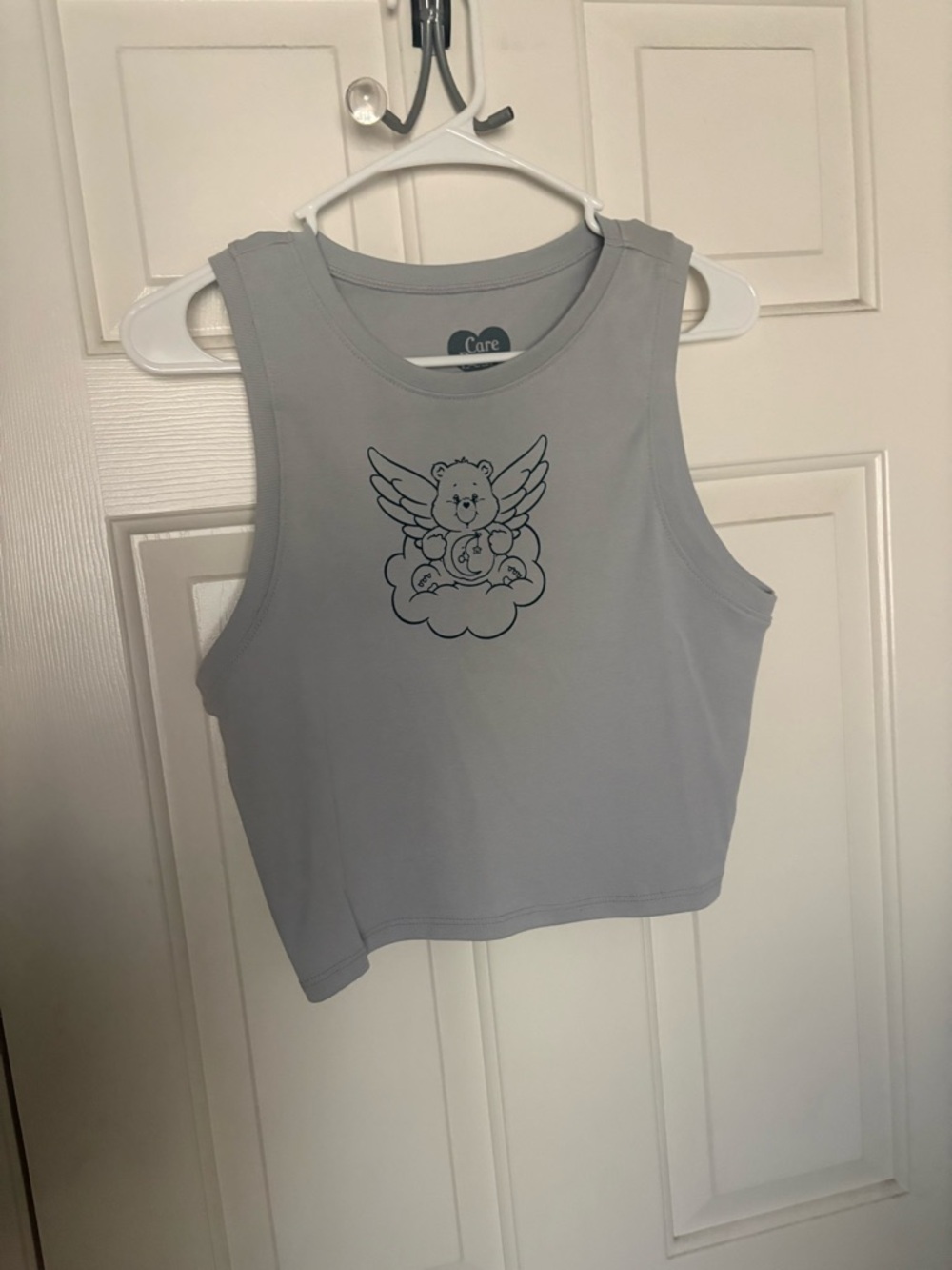 Care Bears Light Gray Cropped Tank Top with Bear Graphic